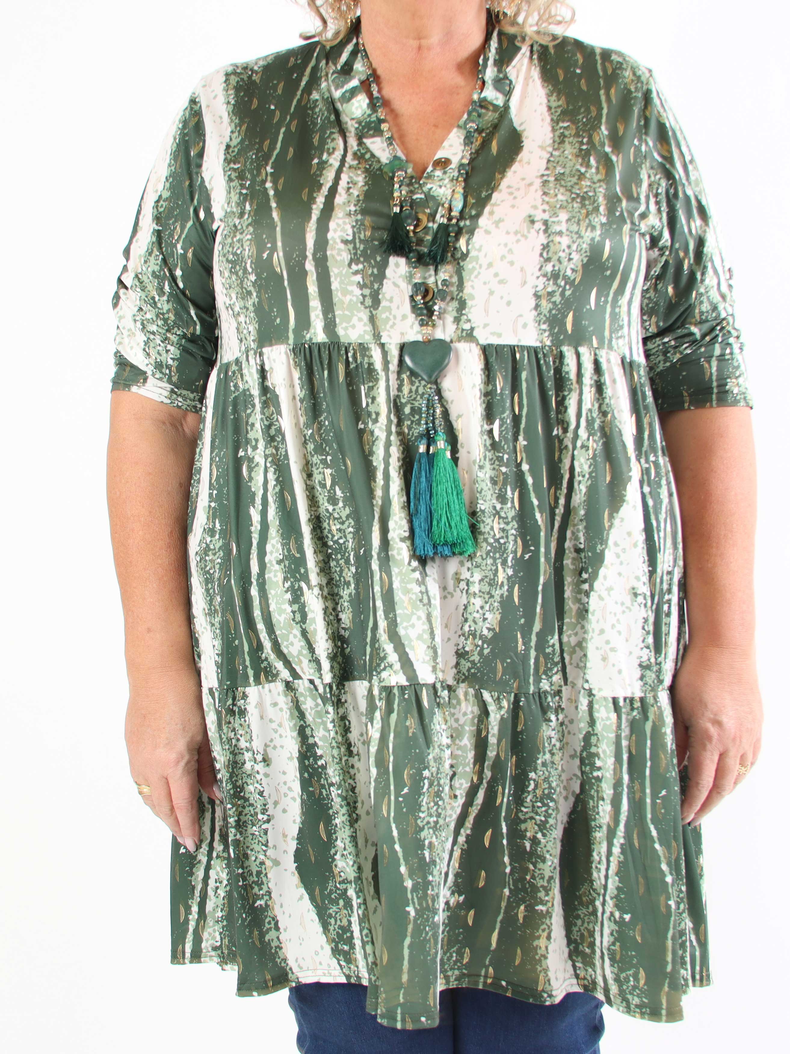 Milano Wave Midi - Plus size klänning med mönster och lager på lager look